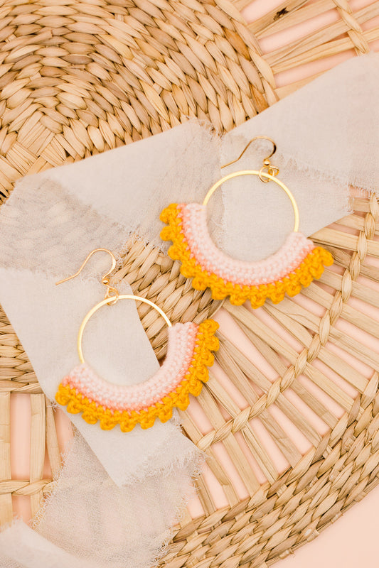 Pieces of Flair Earrings Pink & Yellow