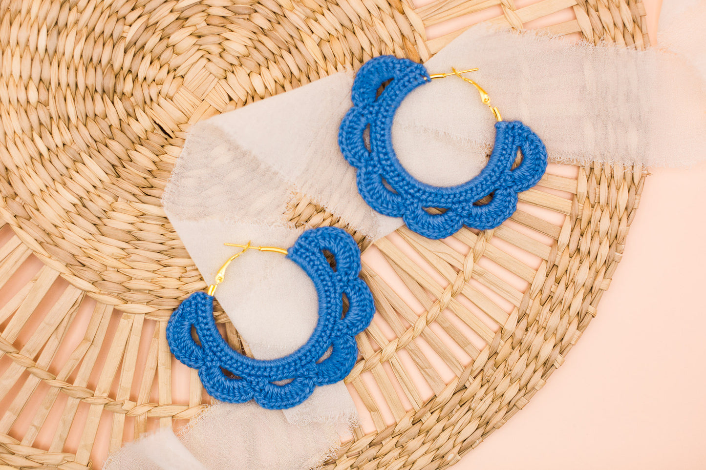 Scallop Hoop Earrings French Blue