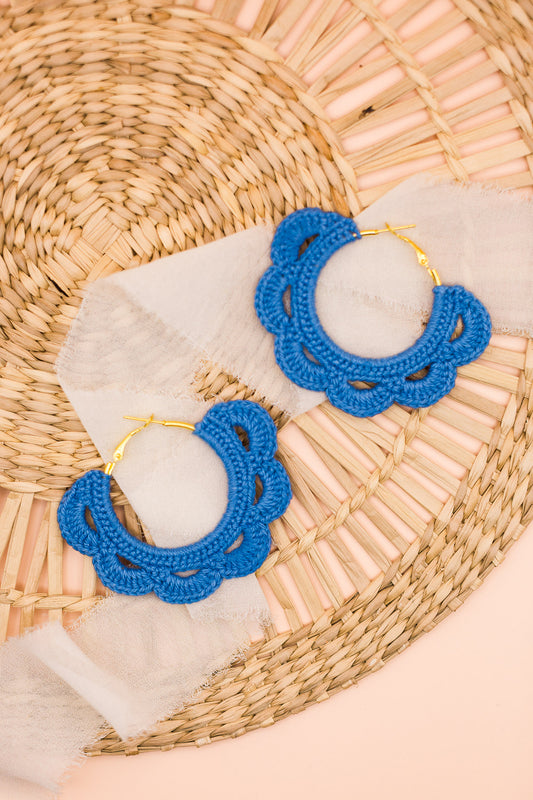 Scallop Hoop Earrings French Blue