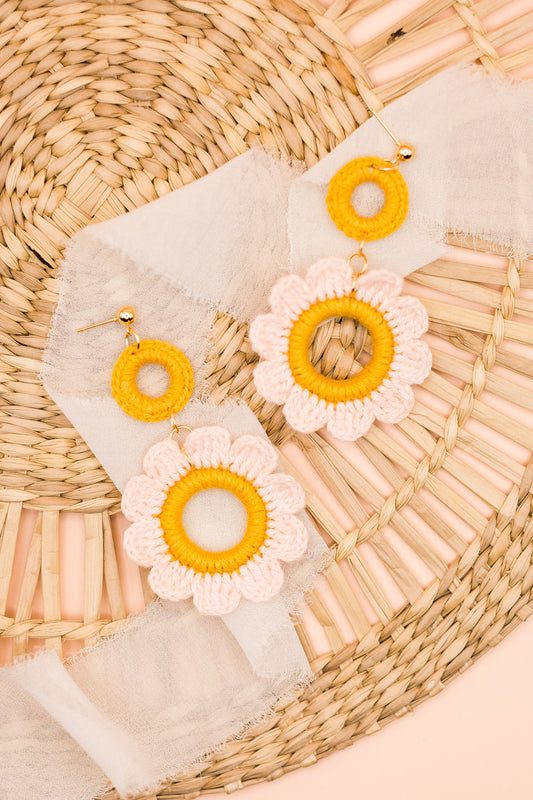 Lazy Daisy Pink Drop Earrings