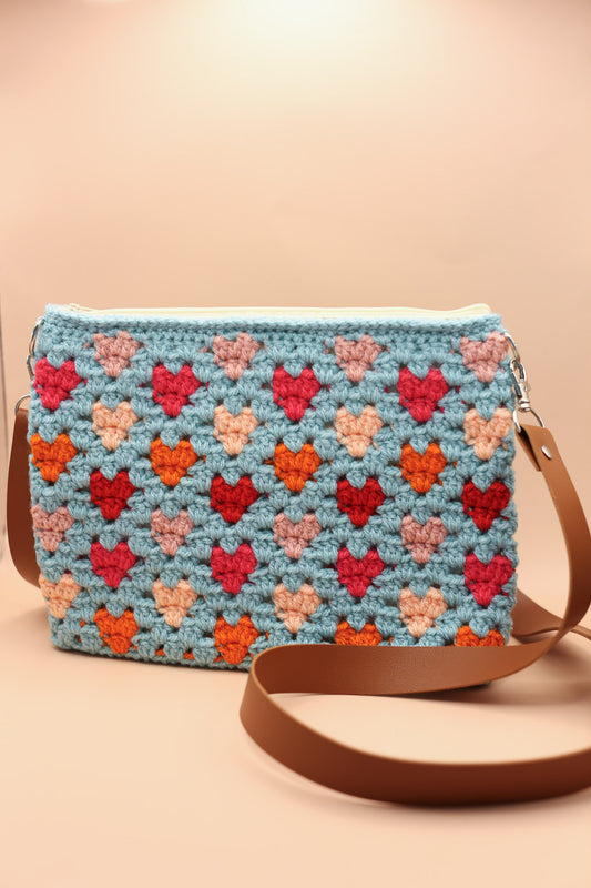 Crochet Hearts Crossbody Bag