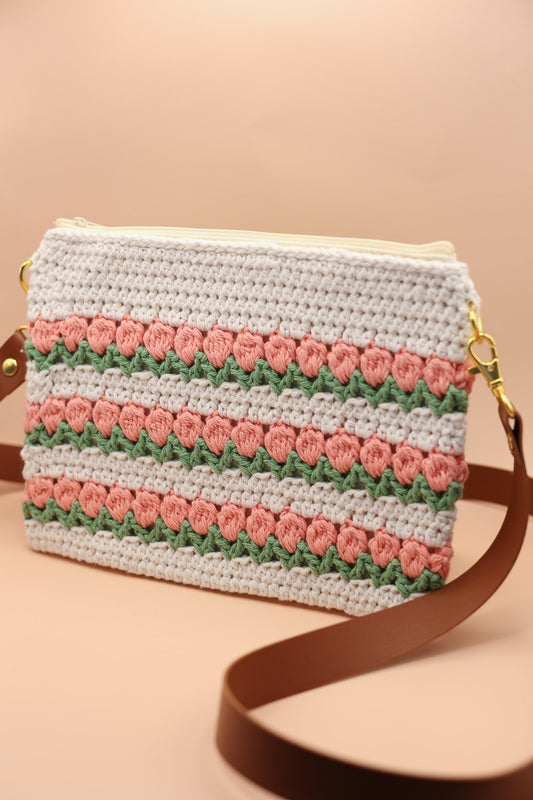 Tulips Crochet Crossbody Bag