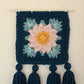 Floral Granny Square Wall Hanging (navy)